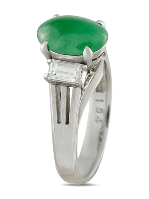 LB Exclusive platinum diamond and jade ring