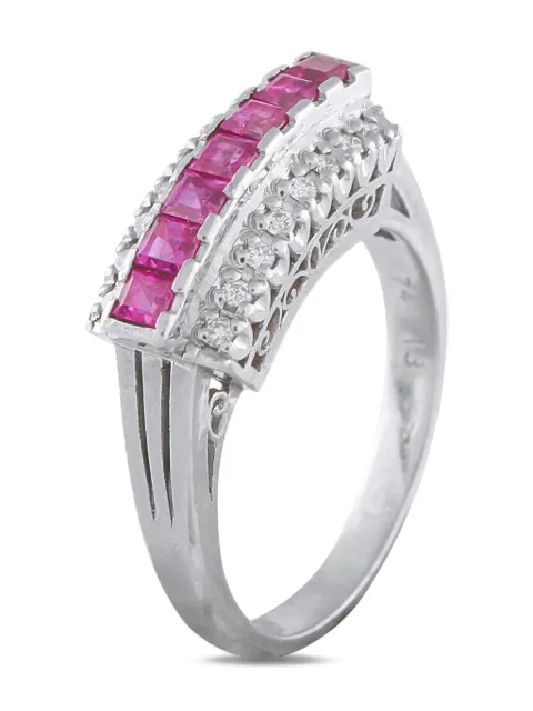 LB Exclusive platinum diamond and ruby ring