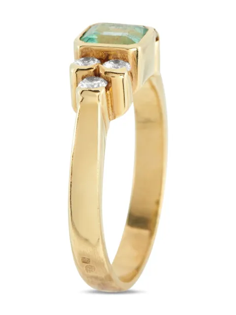 LB Exclusive 18K yellow gold diamond and emerald ring