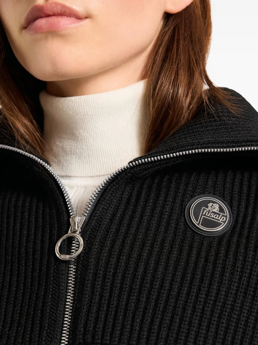 Fusalp Zip-up Ribbed Bib Scarf In Metallic