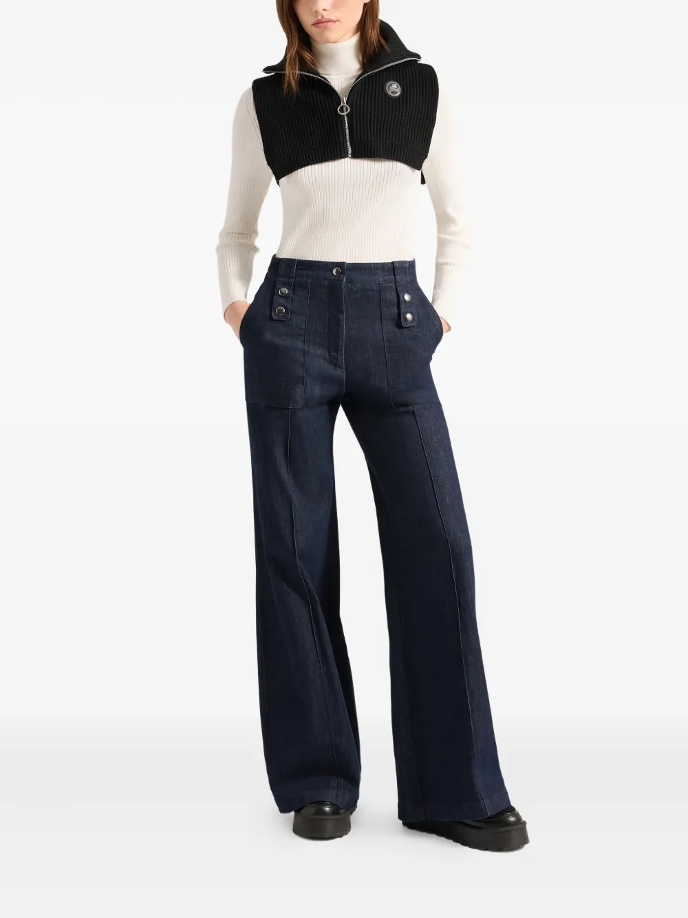 Fusalp Zip-up Ribbed Bib Scarf In Metallic