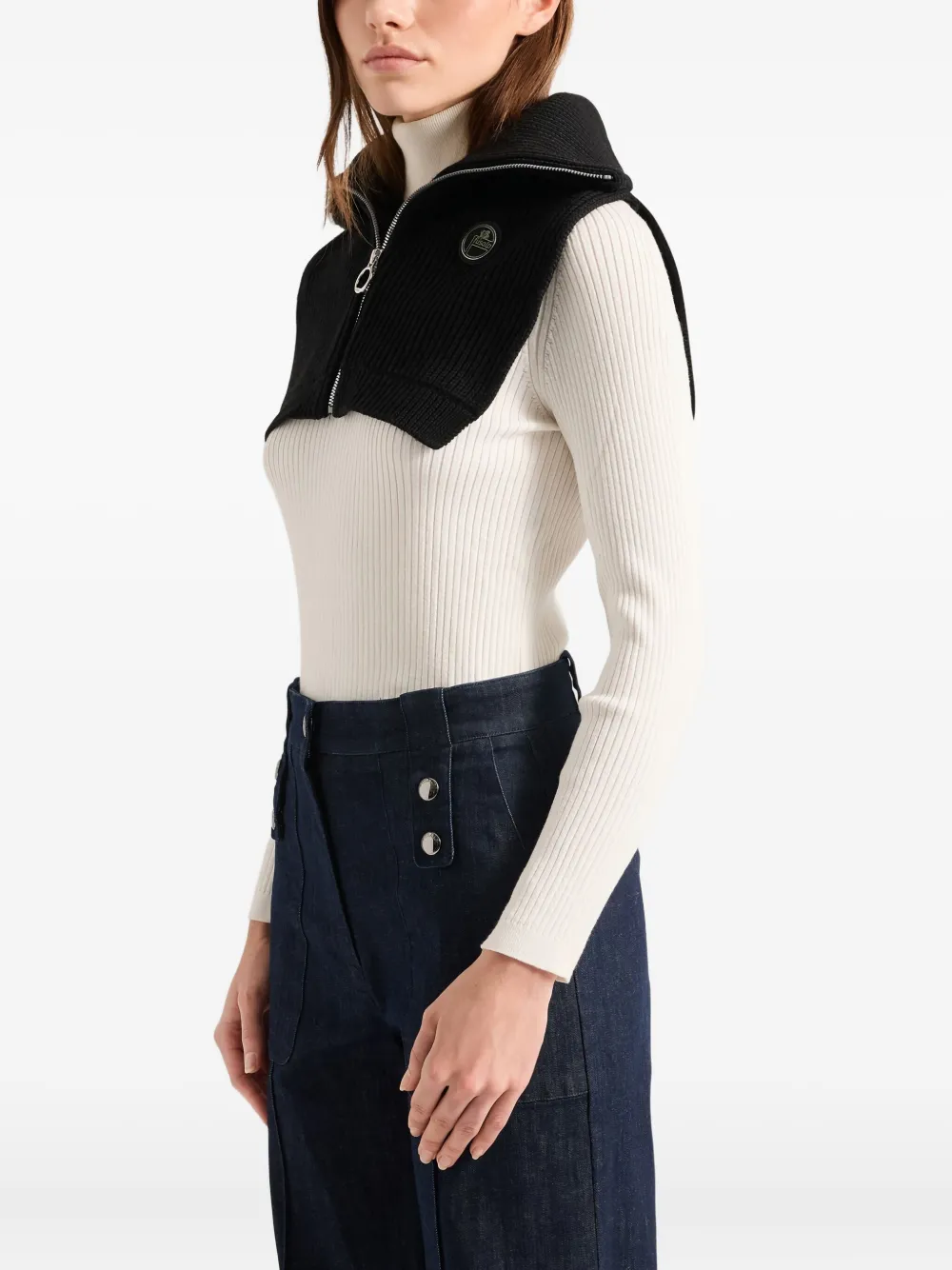 Fusalp Zip-up Ribbed Bib Scarf In Metallic