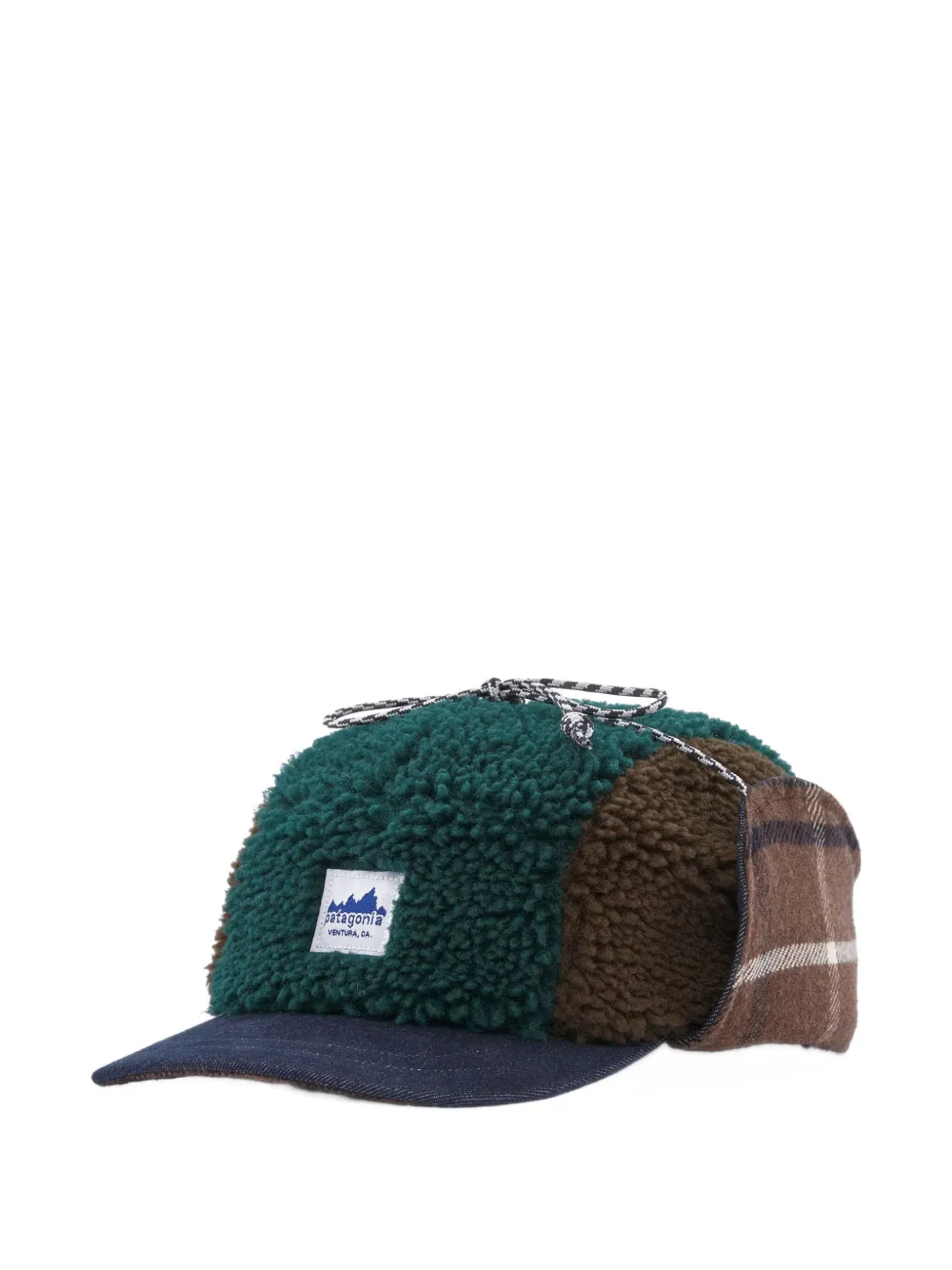 Patagonia Range Earflap Plaid Panelled Cap Hat In Multi