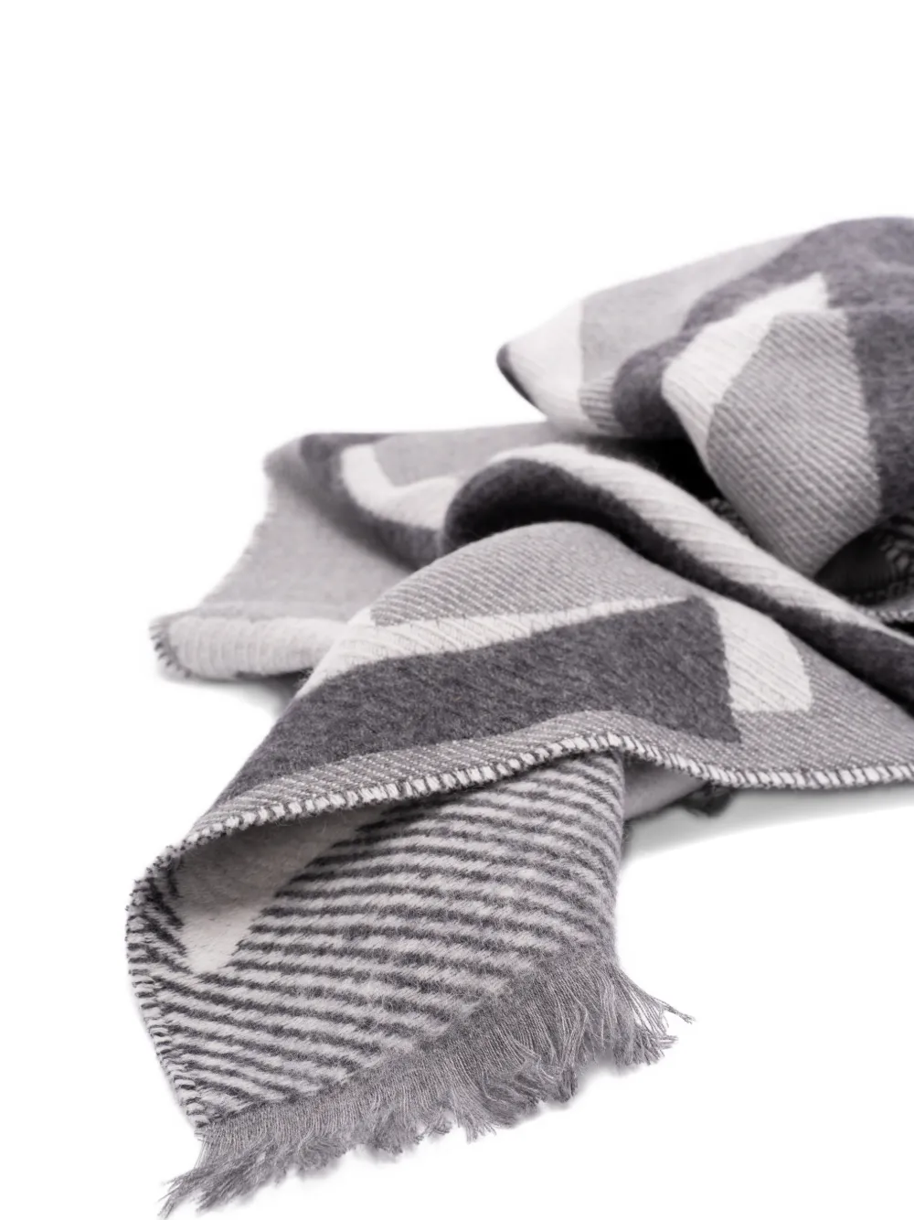 Loewe Logo Fringed Scarf In Gray