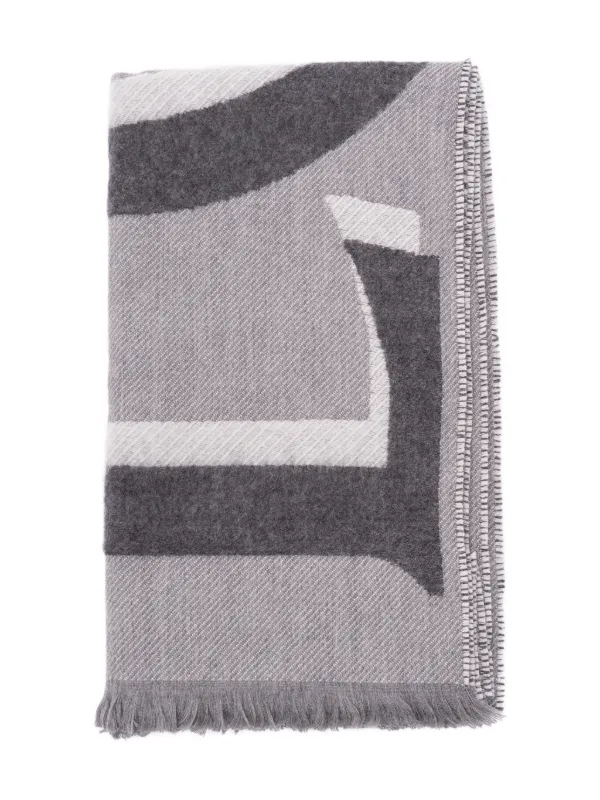 Loewe Scarf in Wool and Cashmere in Grey