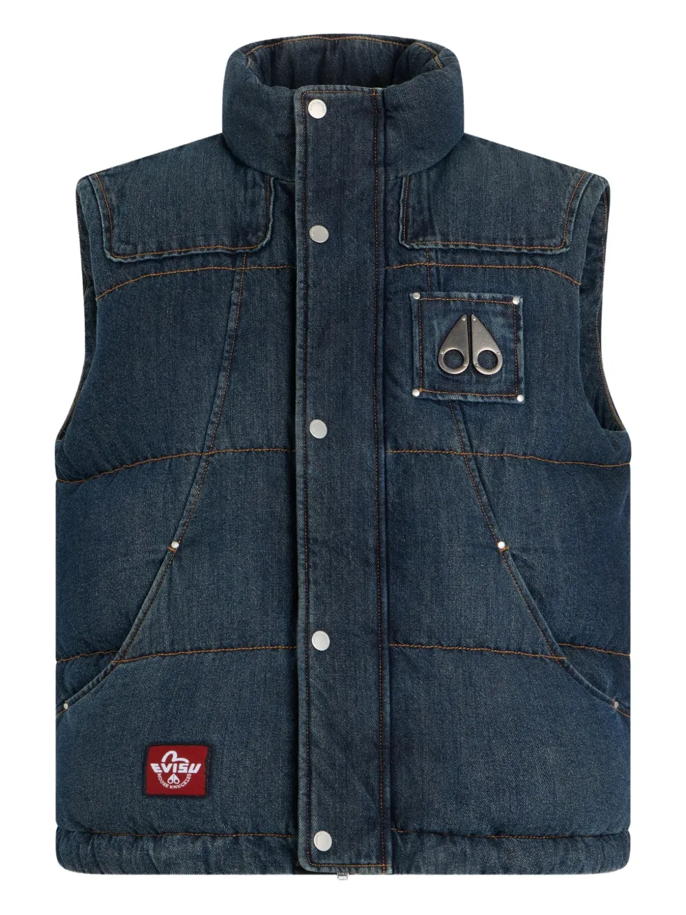 Moose Knuckles x Evisu padded logo-patch vest | Blue | Image 1