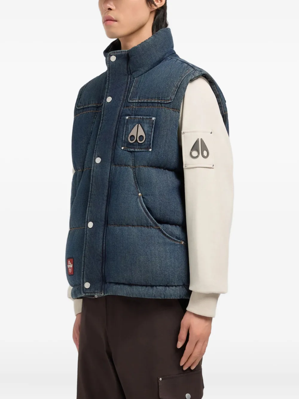 Moose Knuckles X Evisu Padded Logo-patch Vest In Blue