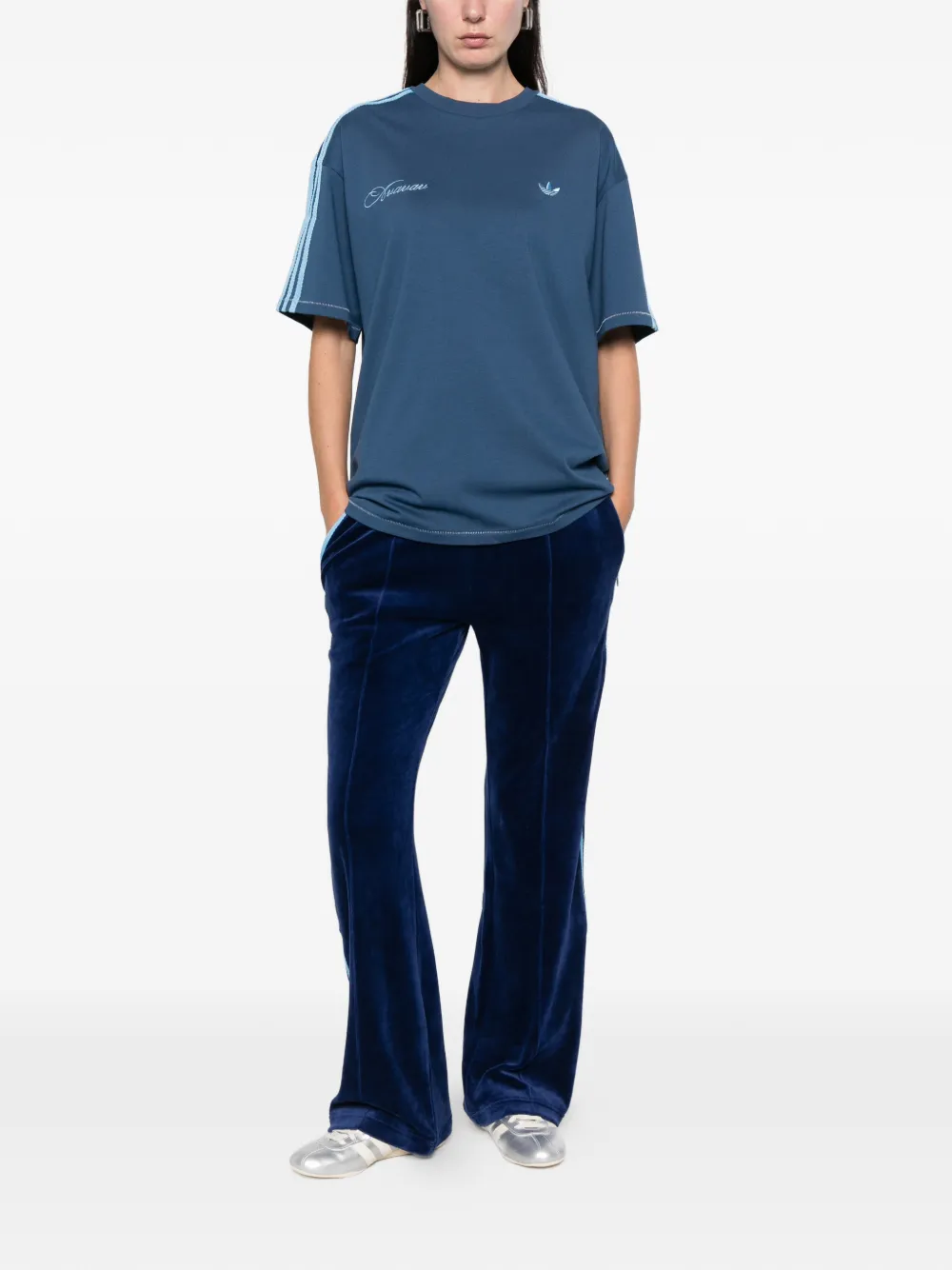 Adidas Originals X Avavav Logo-embroidered T-shirt In Blue