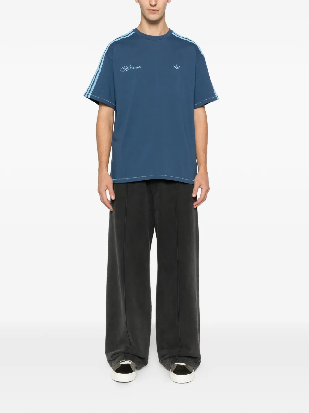 Adidas Originals X Avavav Logo-embroidered T-shirt In Blue
