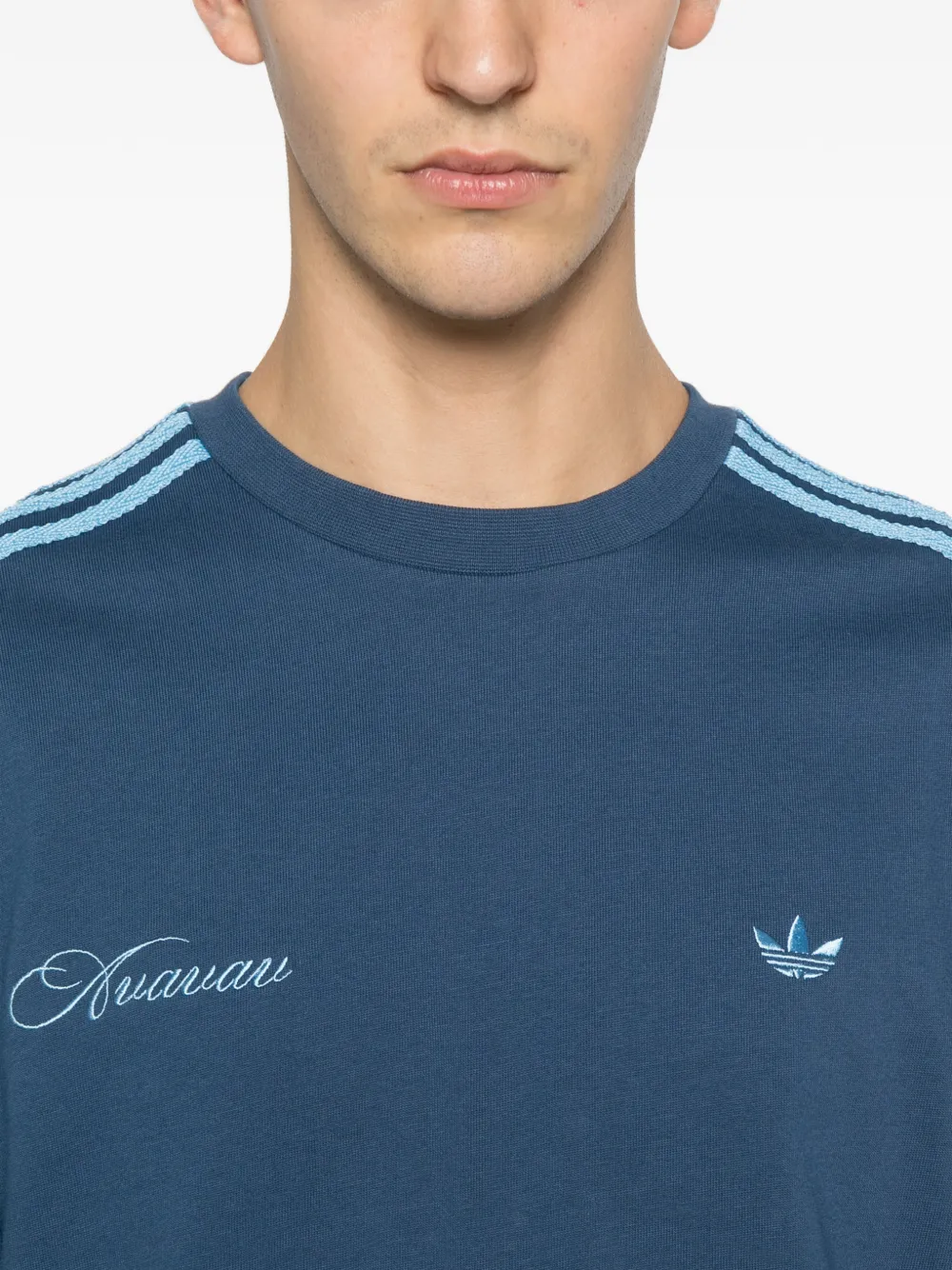 Adidas Originals X Avavav Logo-embroidered T-shirt In Blue