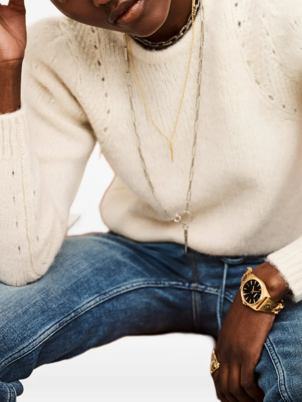 Ba&sh Belma Long-sleeve Sweater In Neutral