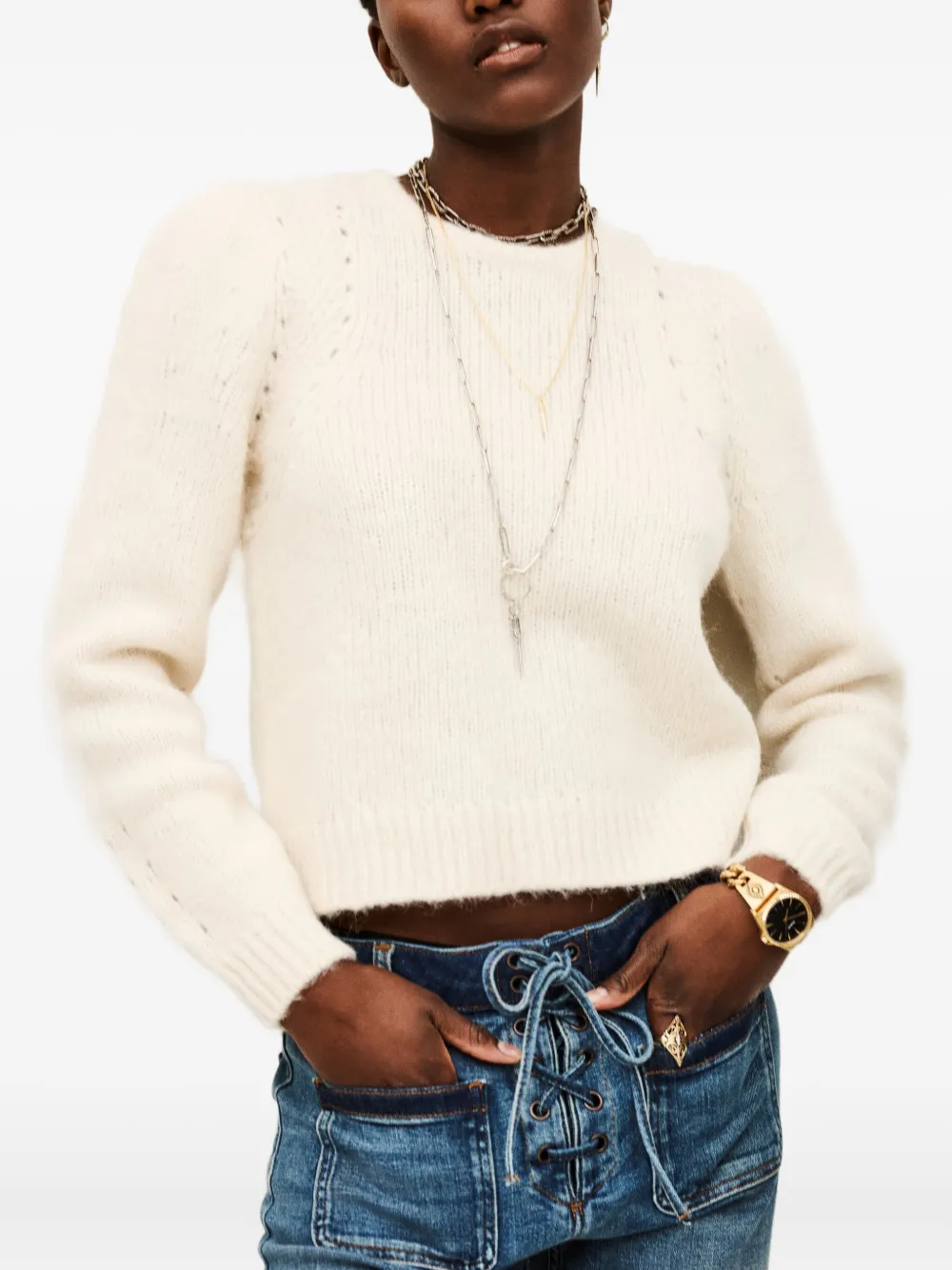 Ba&sh Belma Long-sleeve Sweater In Neutral