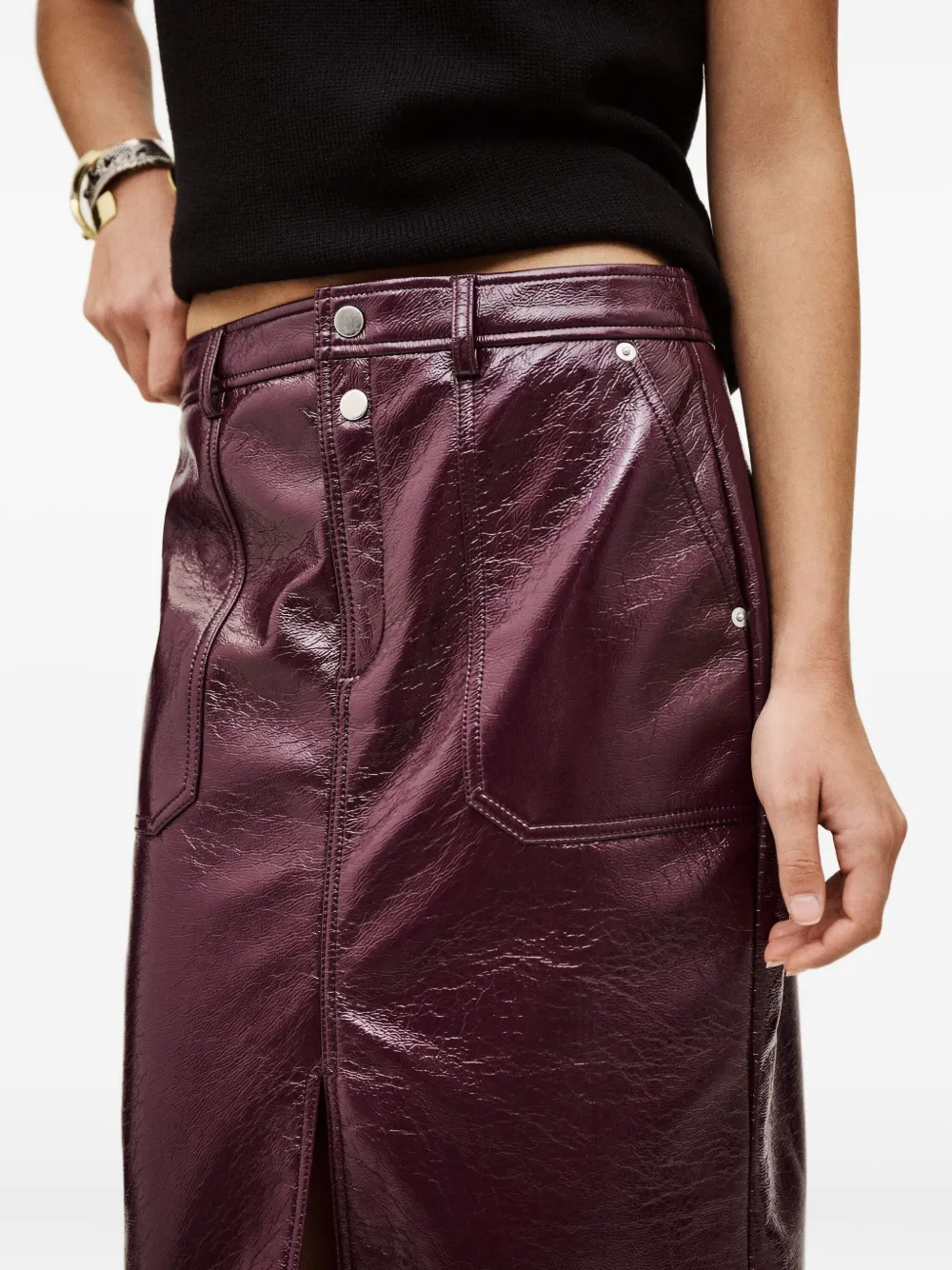Ba&sh Marylou Front Slit Pocket Midi Skirt In Purple