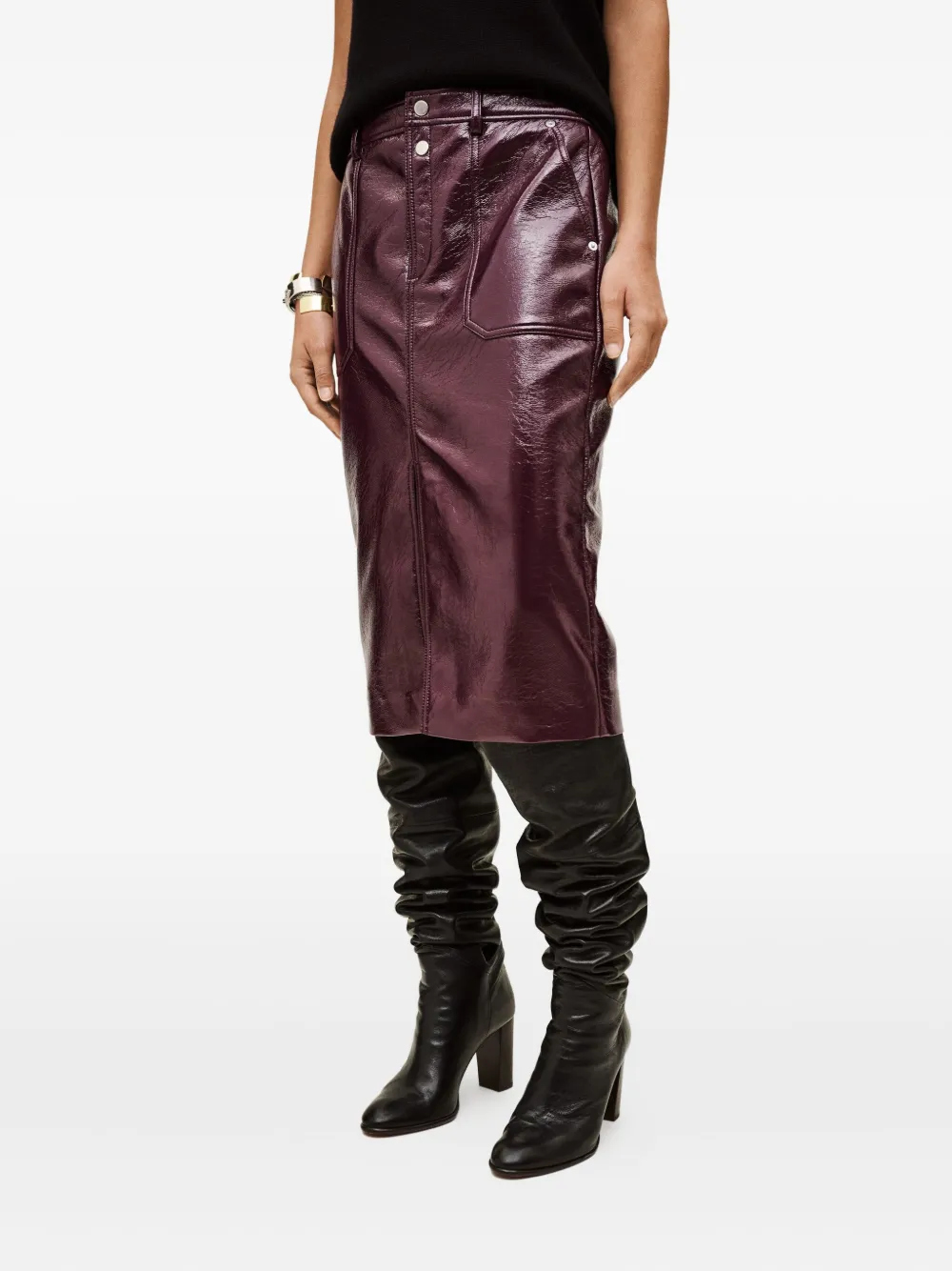 Ba&sh Marylou Front Slit Pocket Midi Skirt In Purple