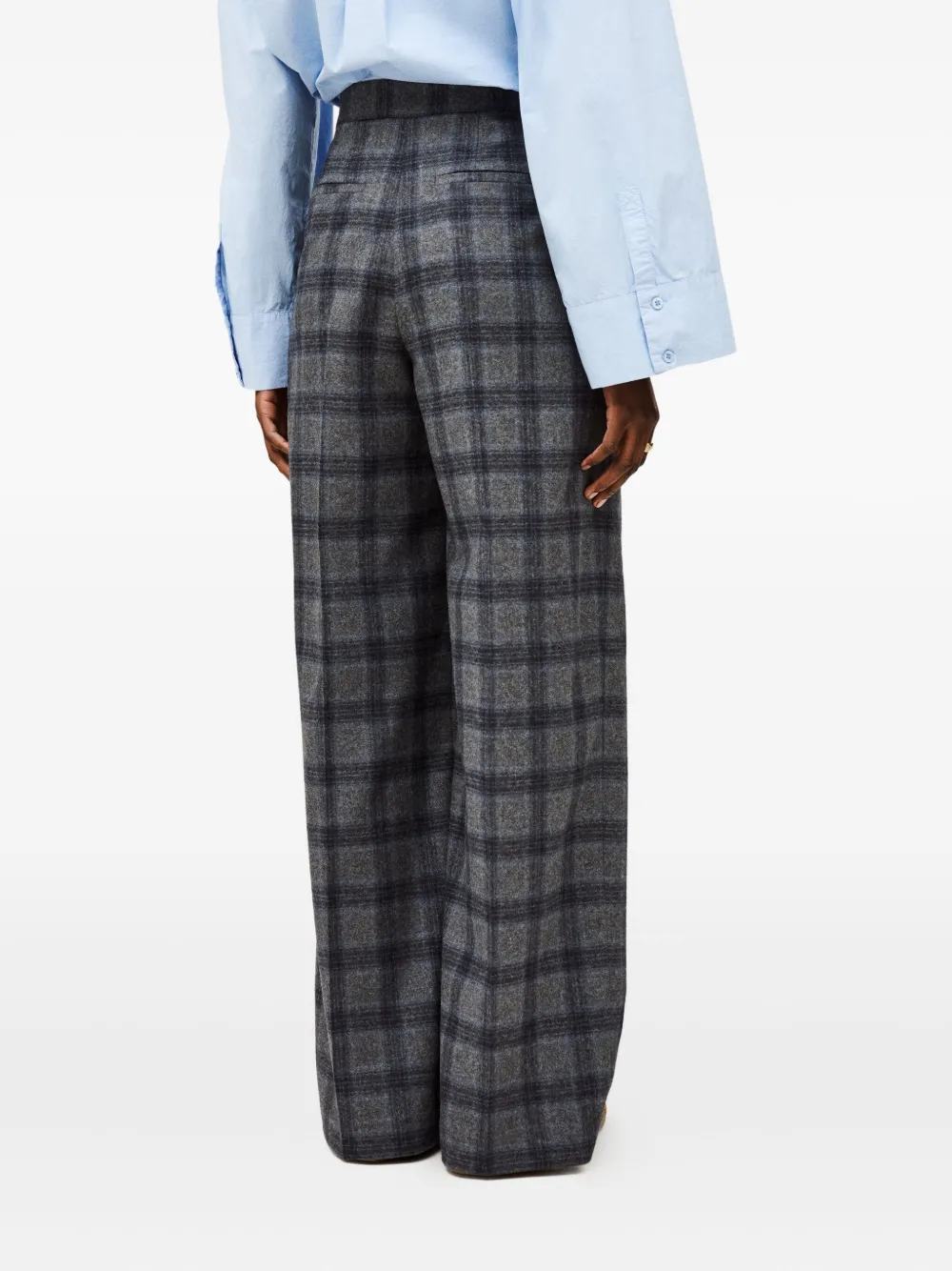 Ba&sh Tad Plaid Pleated Trousers In Gray
