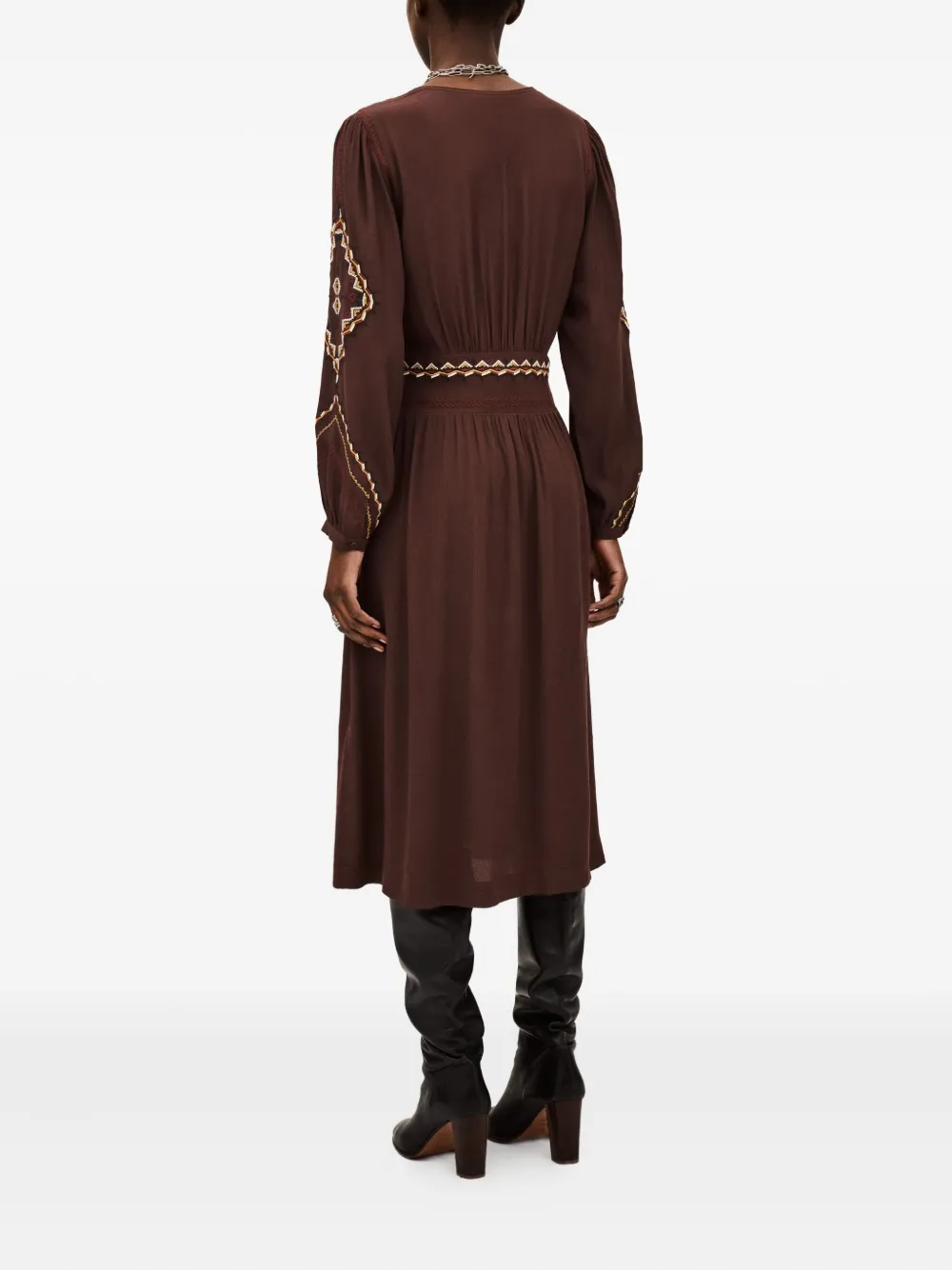Ba&sh Tany Embroidered Dress In Brown