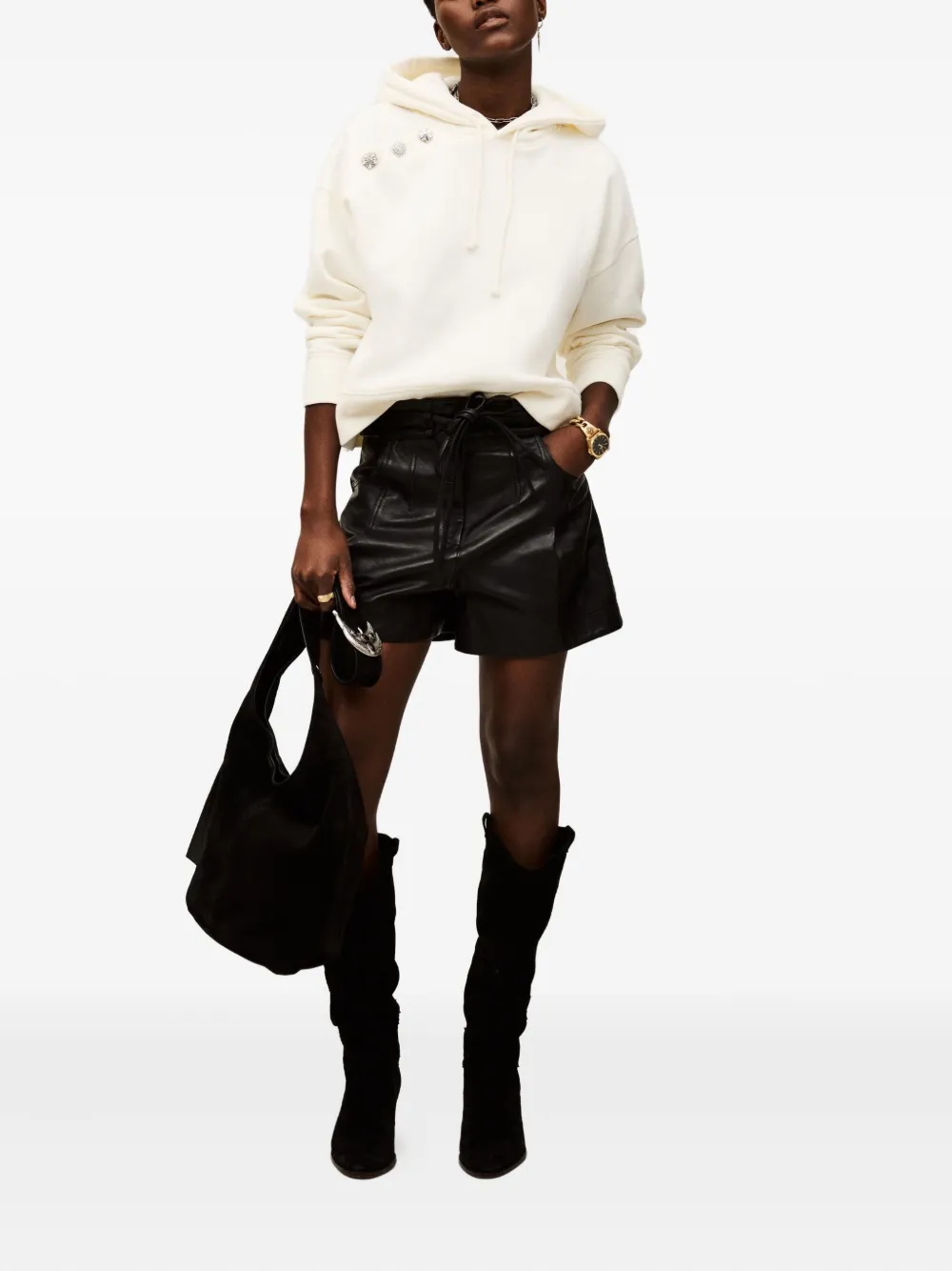 Ba&sh Didi Embellished Hooded Hoodie In Neutral