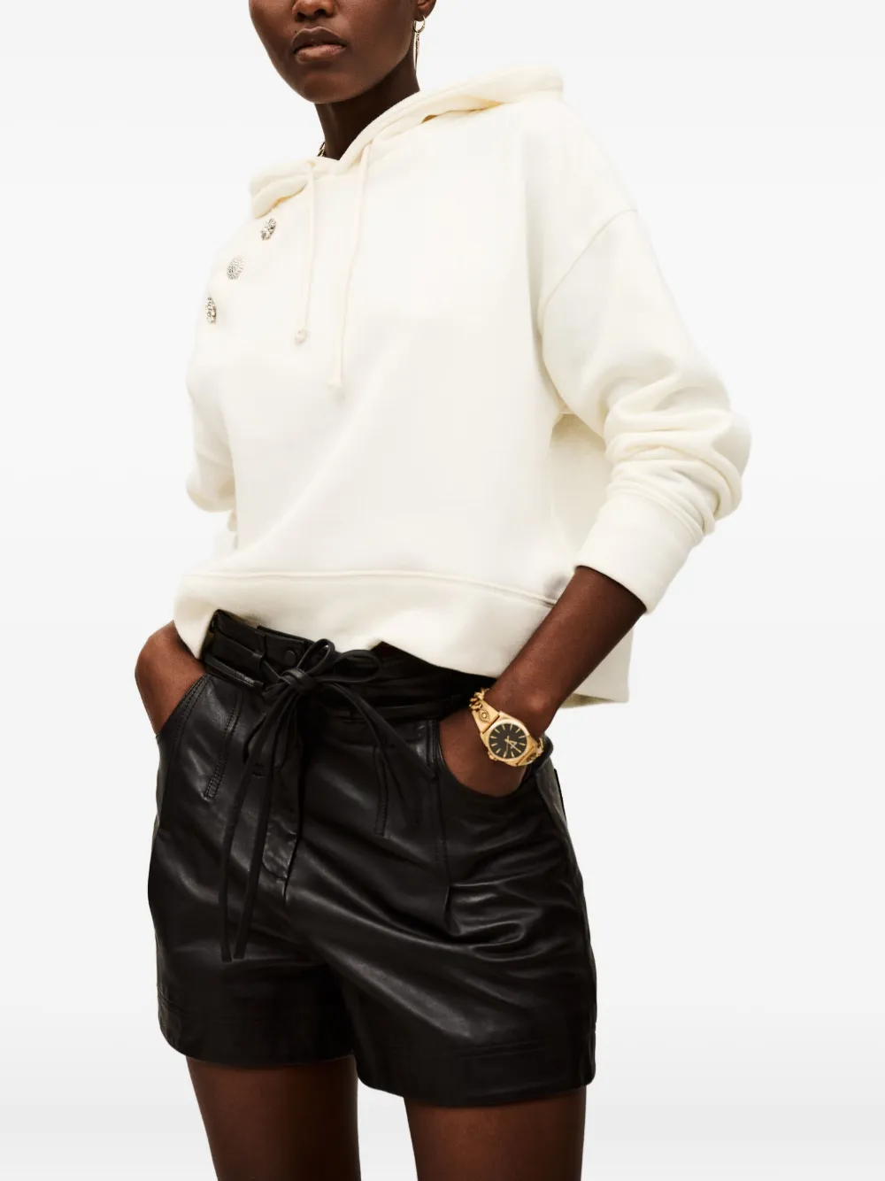 Ba&sh Didi Embellished Hooded Hoodie In Neutral