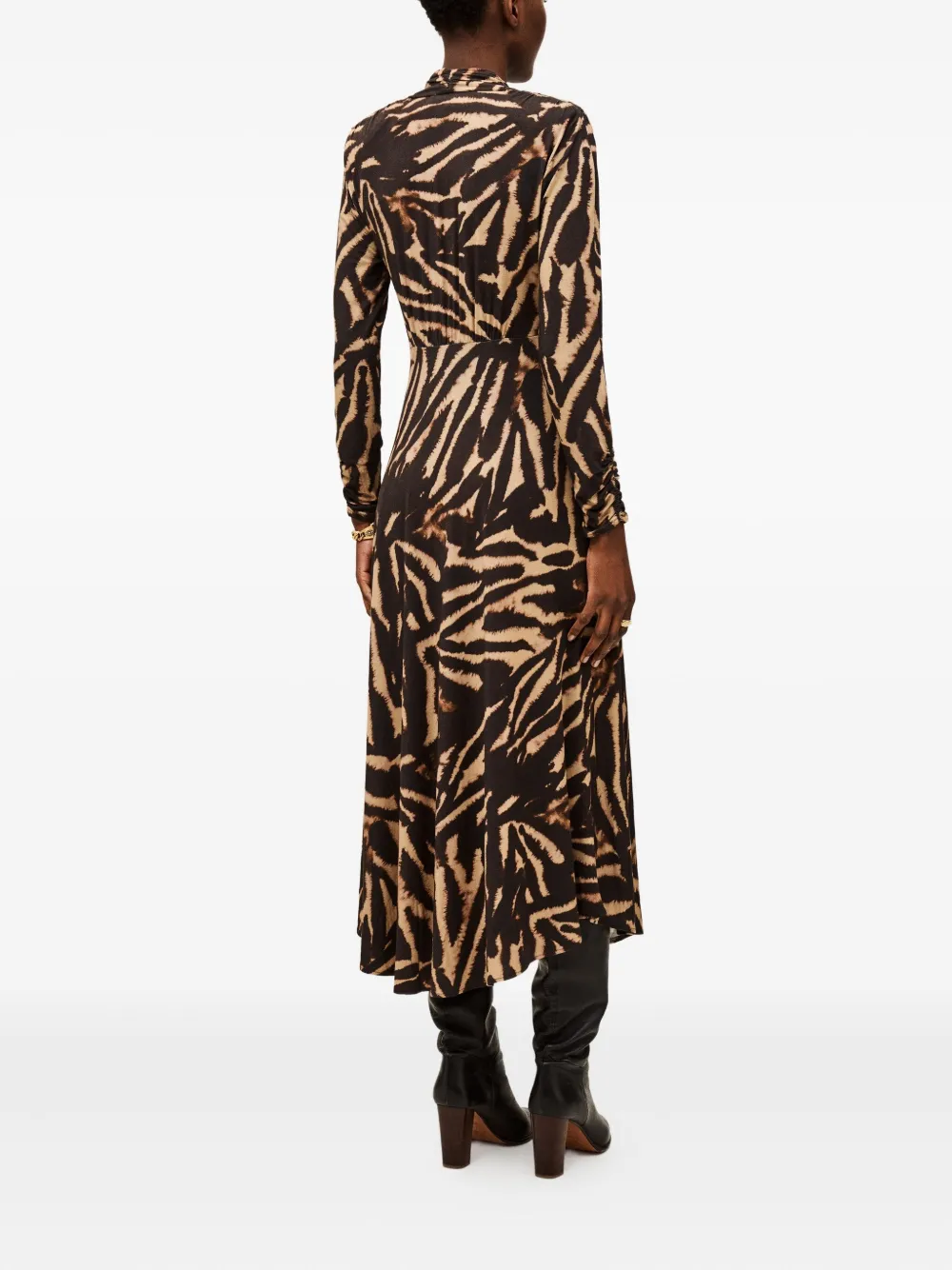 Ba&sh Zahirah Long-sleeve Midi Dress In Animal Print