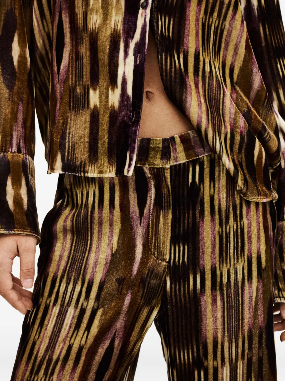 Ba&sh Velvo Printed Velvet Palazzo Pants In Brown