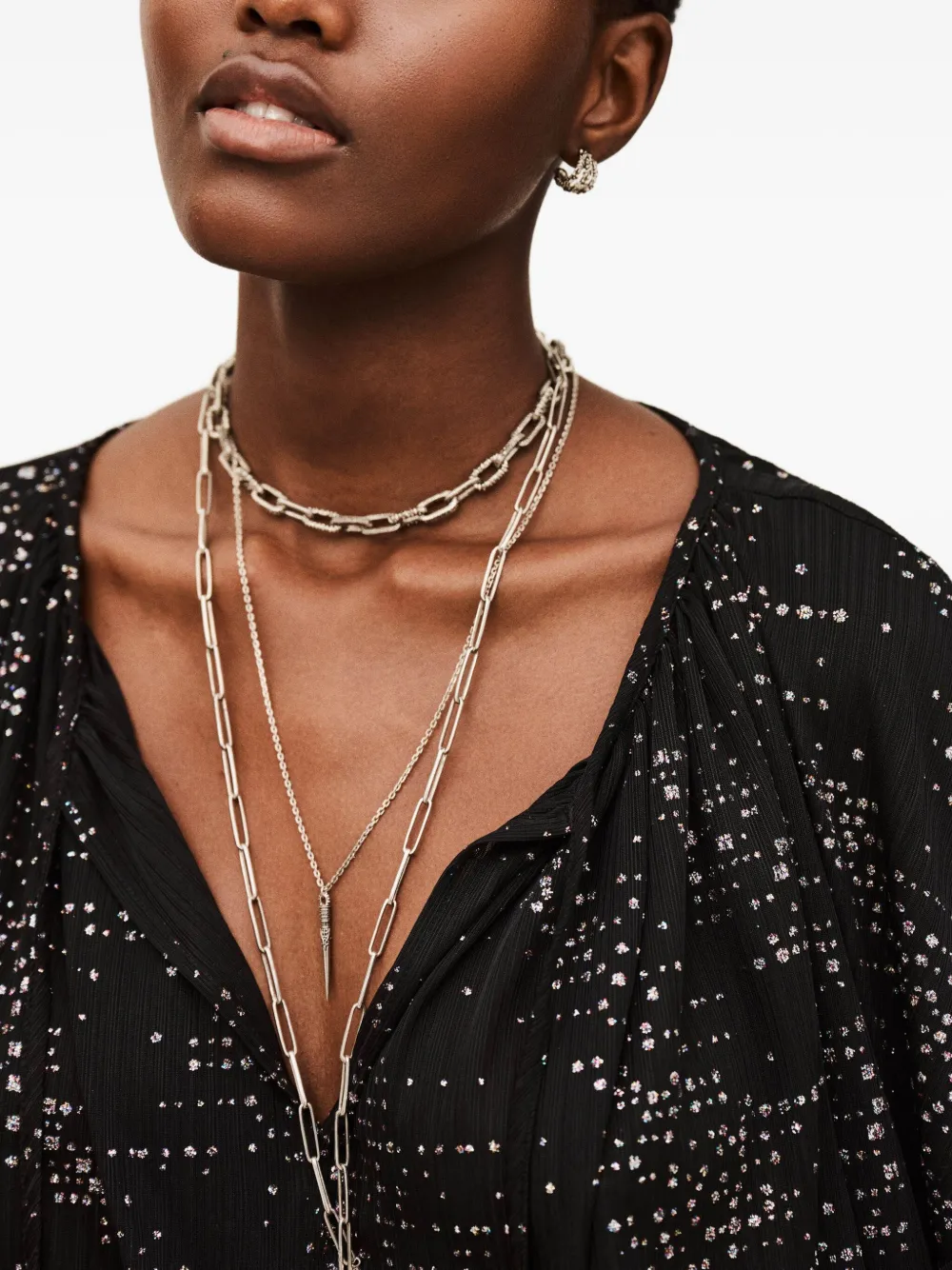 Ba&sh Torny Tie Detail Patterned Top In Black