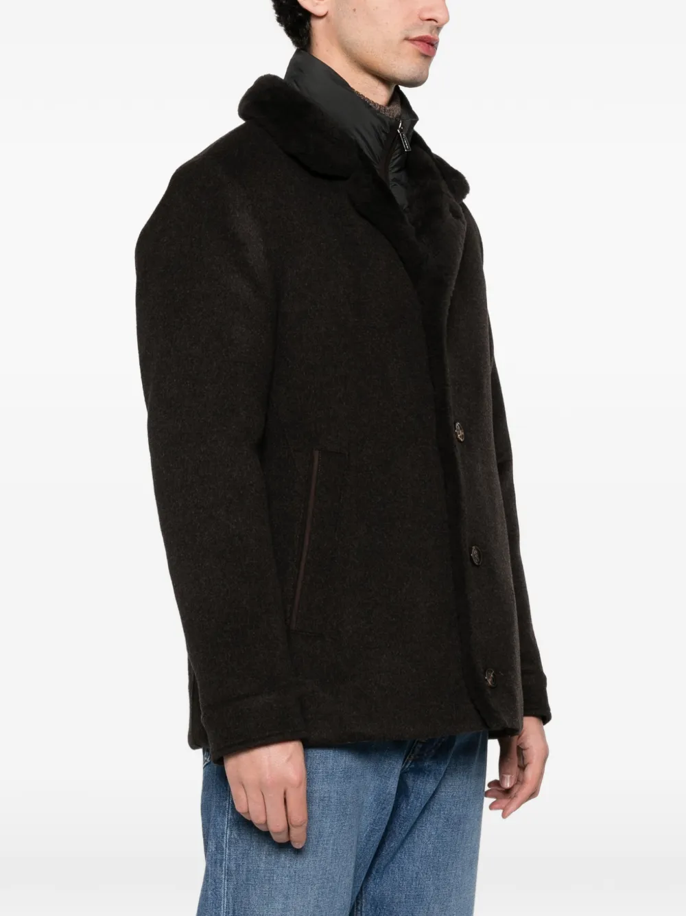  Moorer Layered Jacket - Brown 