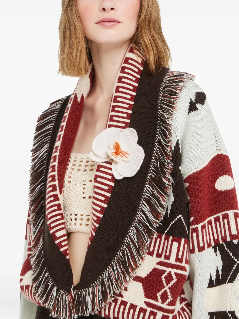 Alanui Orchid broche met borduurwerk - Wit