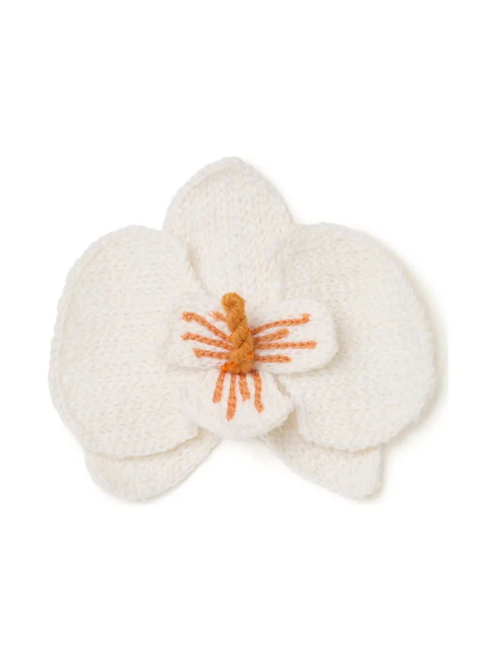 Alanui Orchid Embroidered Brooch In White