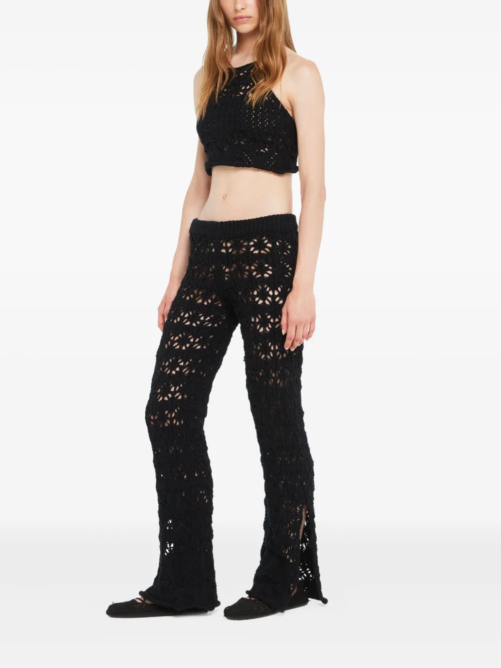  Alanui Lagoon Romance Crochet Halterneck Top - Black 