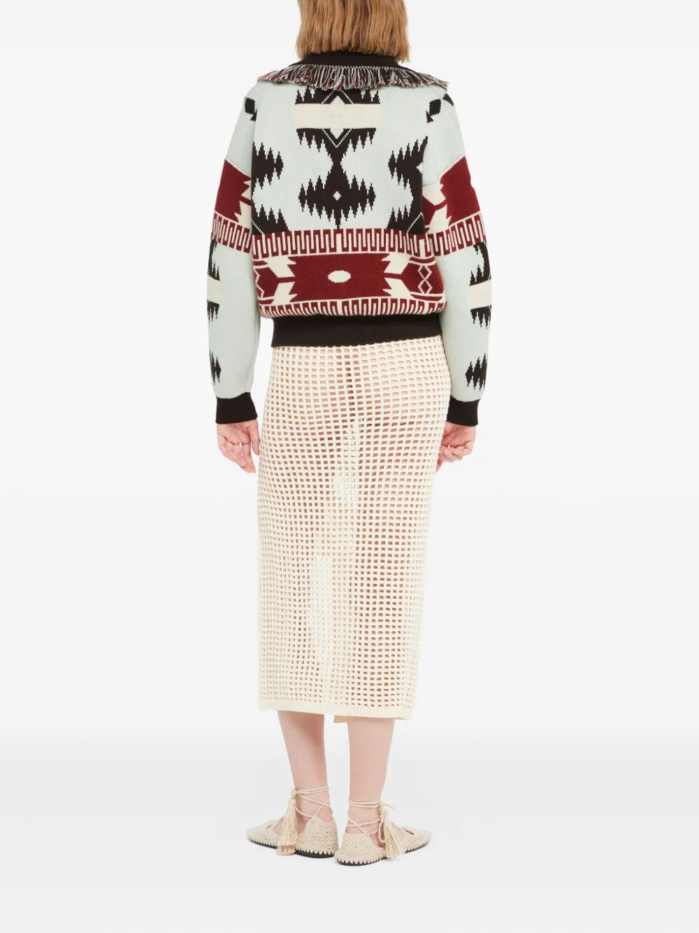 Alanui Icon Thistles Knitwear Geometric Fringe Ribbed In Brown