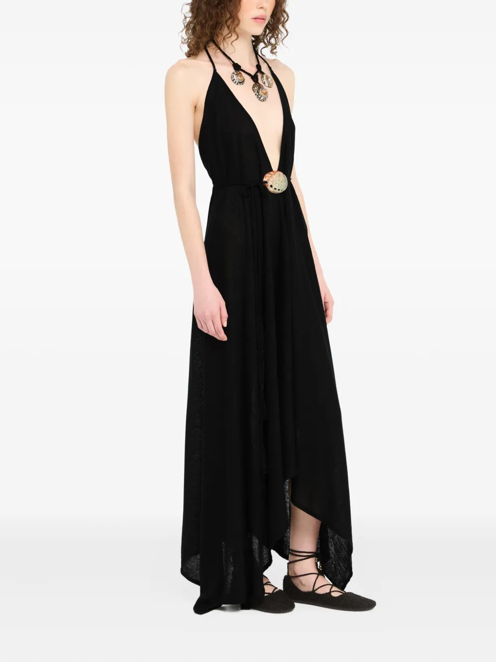 Alanui Mermaid Inside maxi-jurk verfraaid met halternek Zwart