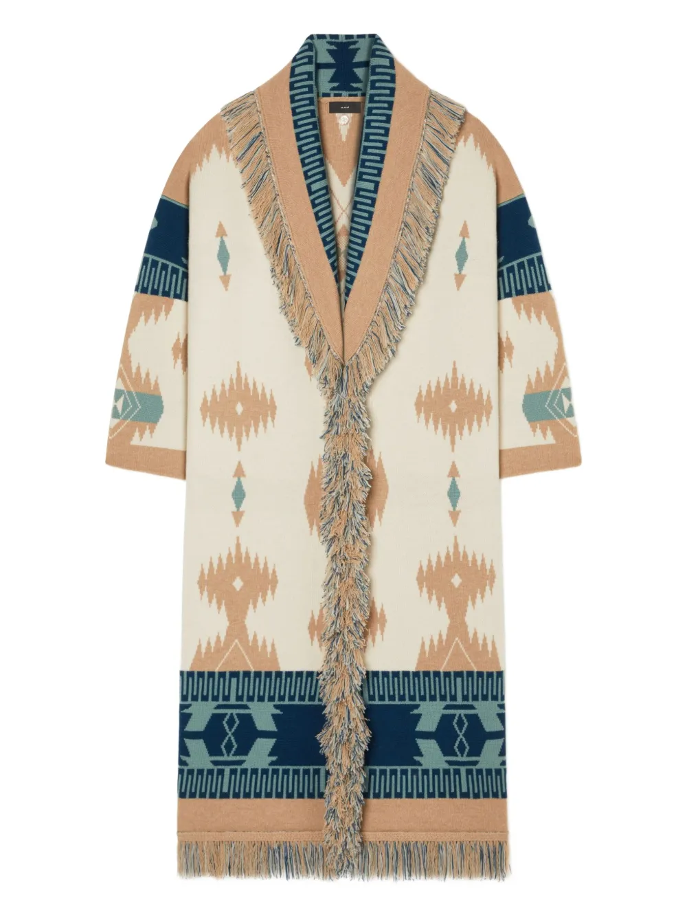 Alanui Icon jacquard fringed cardi-coat | Neutrals | Image 1