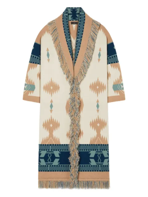 Alanui Icon jacquard fringed cardi-coat