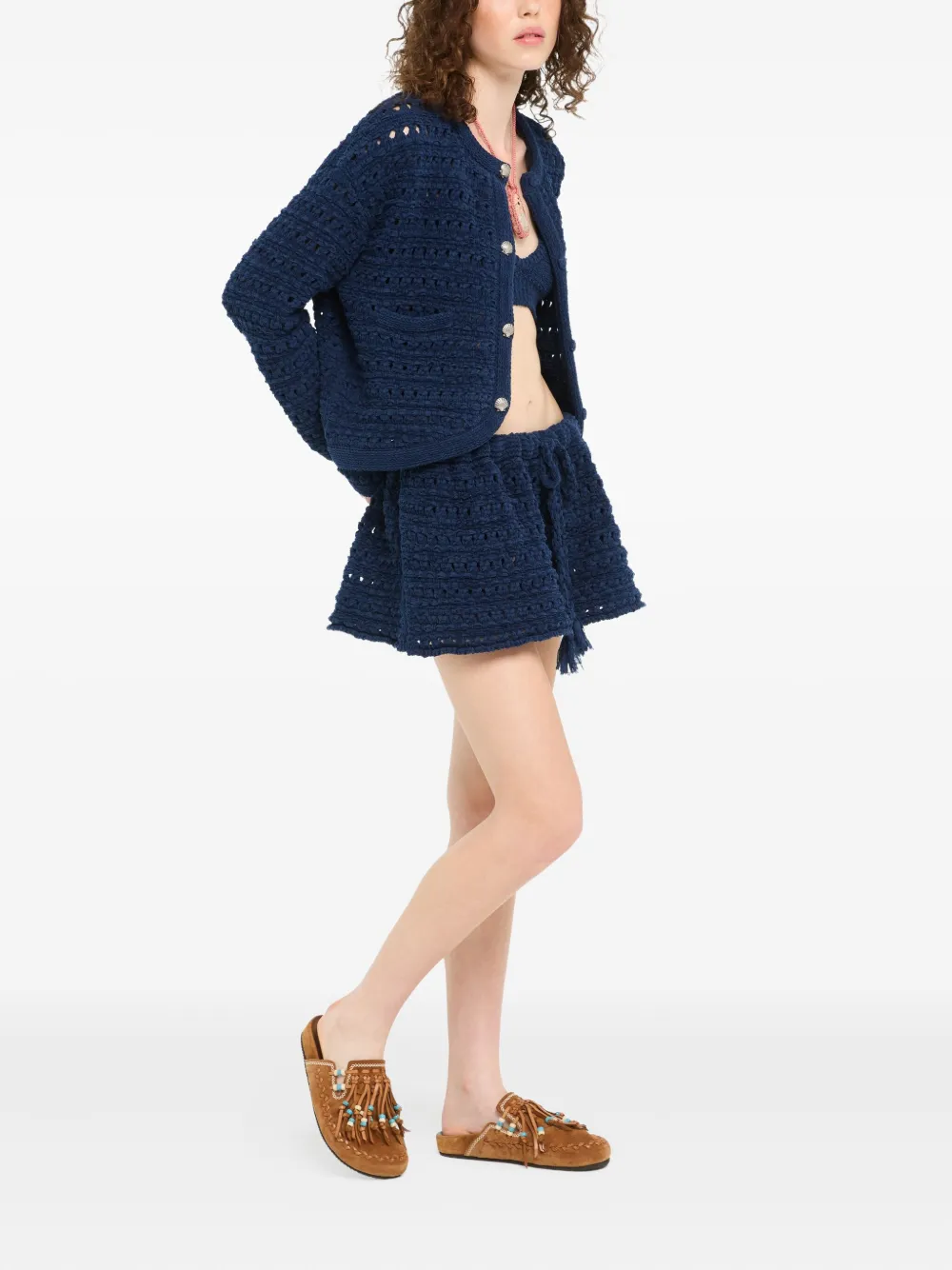 Alanui The Breath Of The Lagoon gehaakte mini-rok met kwastje Blauw