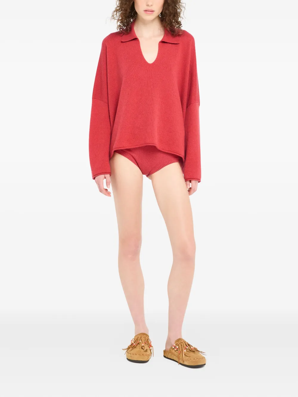 Alanui Pullover Mit Poloshirtkragen In Red