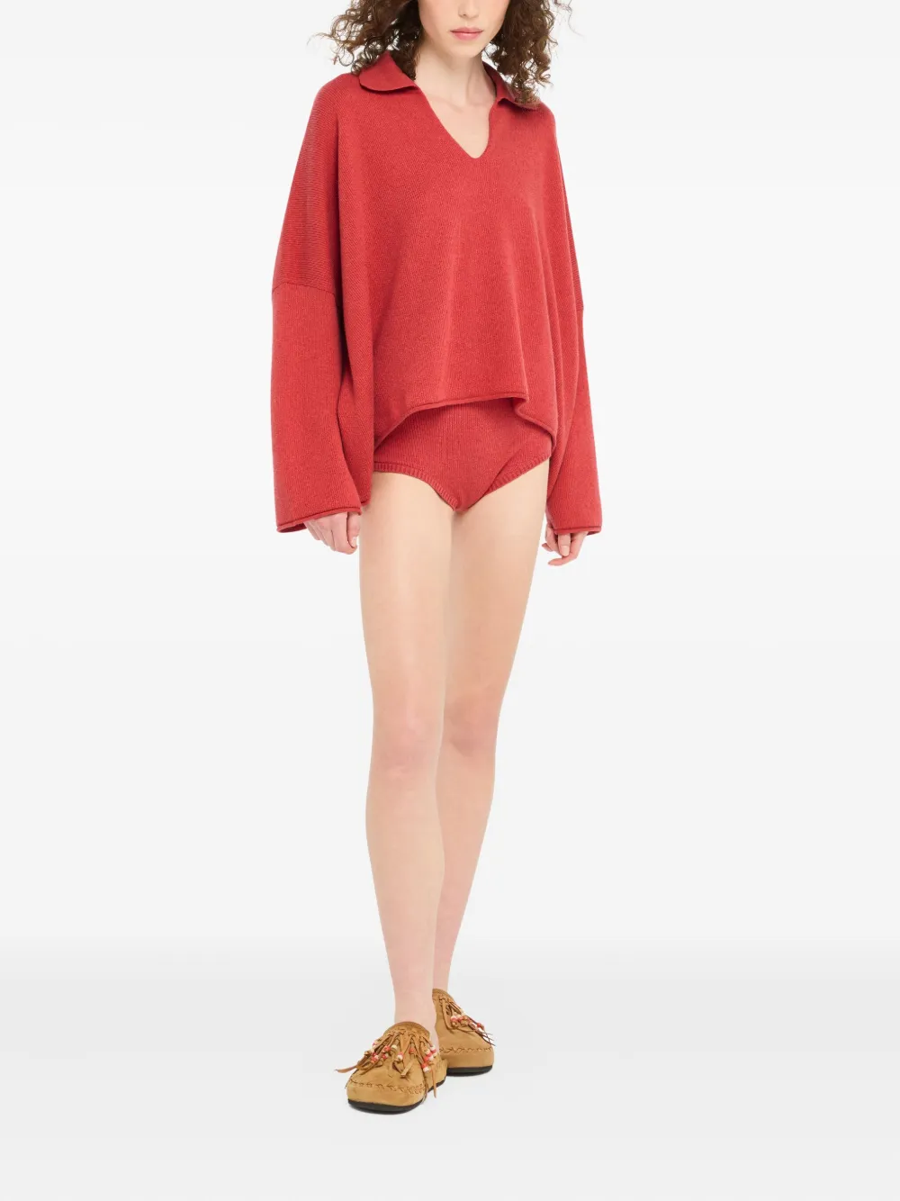 Alanui Pullover Mit Poloshirtkragen In Red