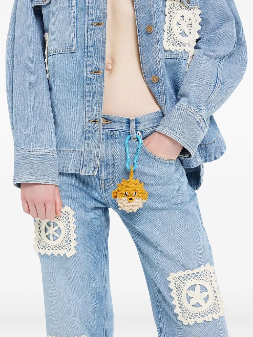 Alanui Puffer Fish Crochet Keyring In Gold