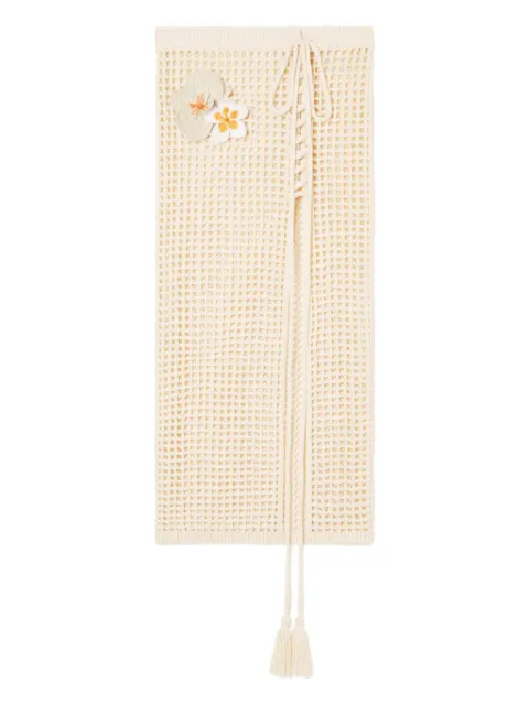 Alanui Where The Waves Begins floral-appliqué tied midi skirt