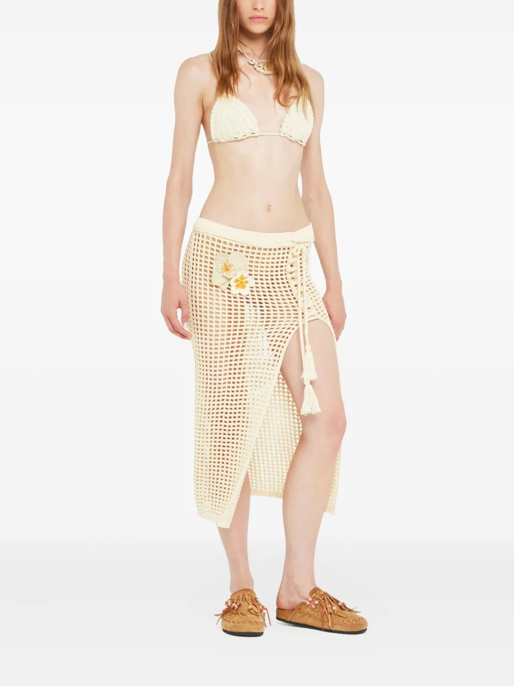 Alanui Where The Waves Begins Midirock Mit Blumenapplikation In Neutral