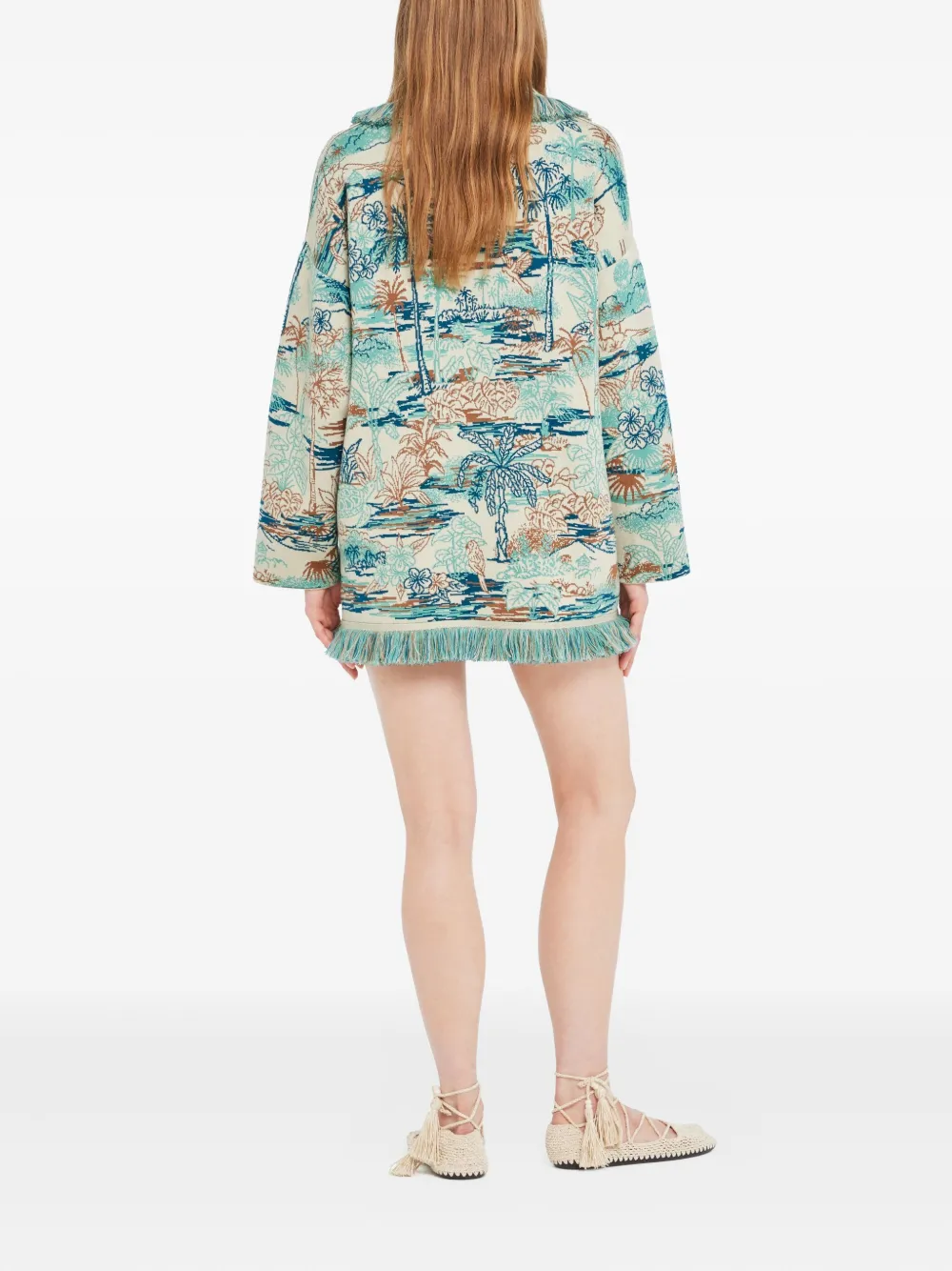 Alanui Lost In The Blue Fringed Cardigan In Blue