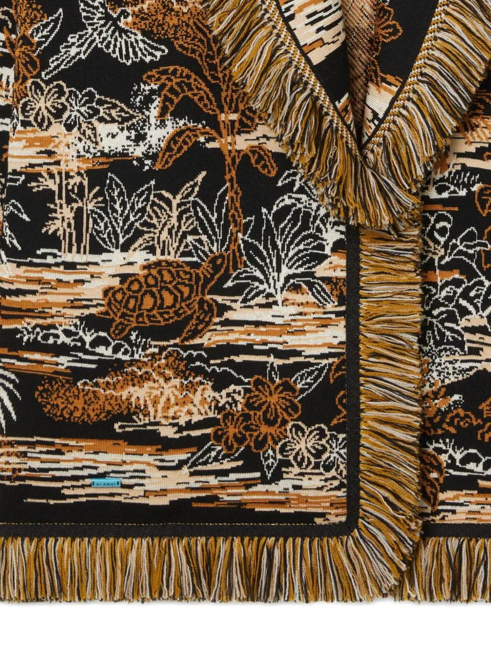 Alanui Lost In The Blue Fringed Cardigan In Black