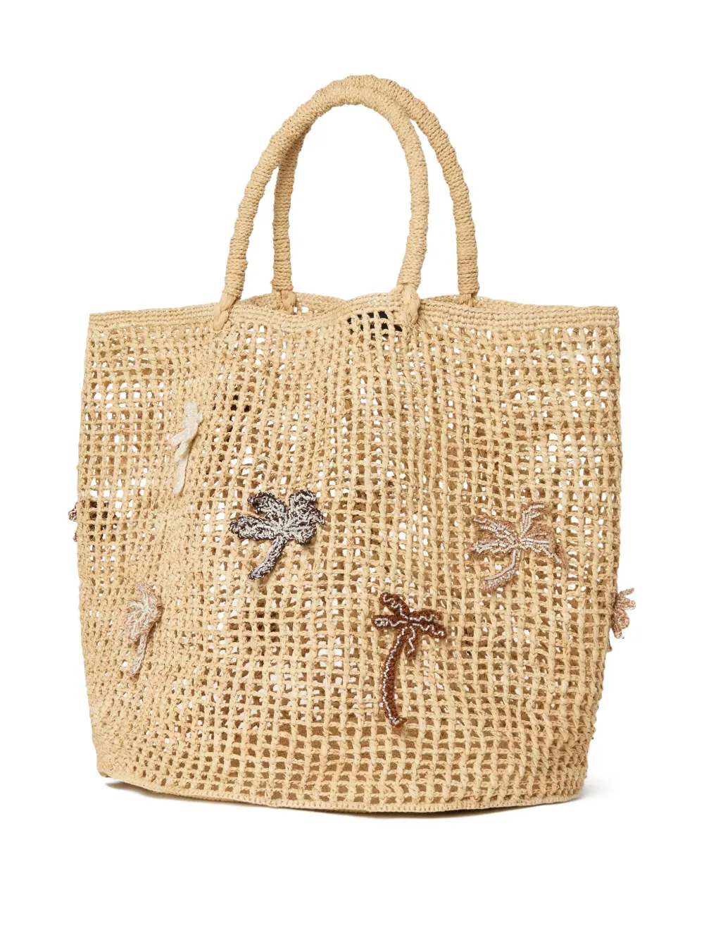  Alanui Where The Waves Begings Palm-tree Raffia Tote Bag - Neutrals 