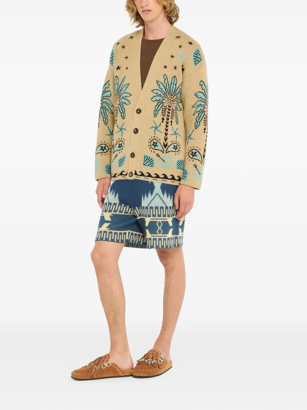  Alanui Echoes Of The Island Palm-tree Cardigan - Neutrals 