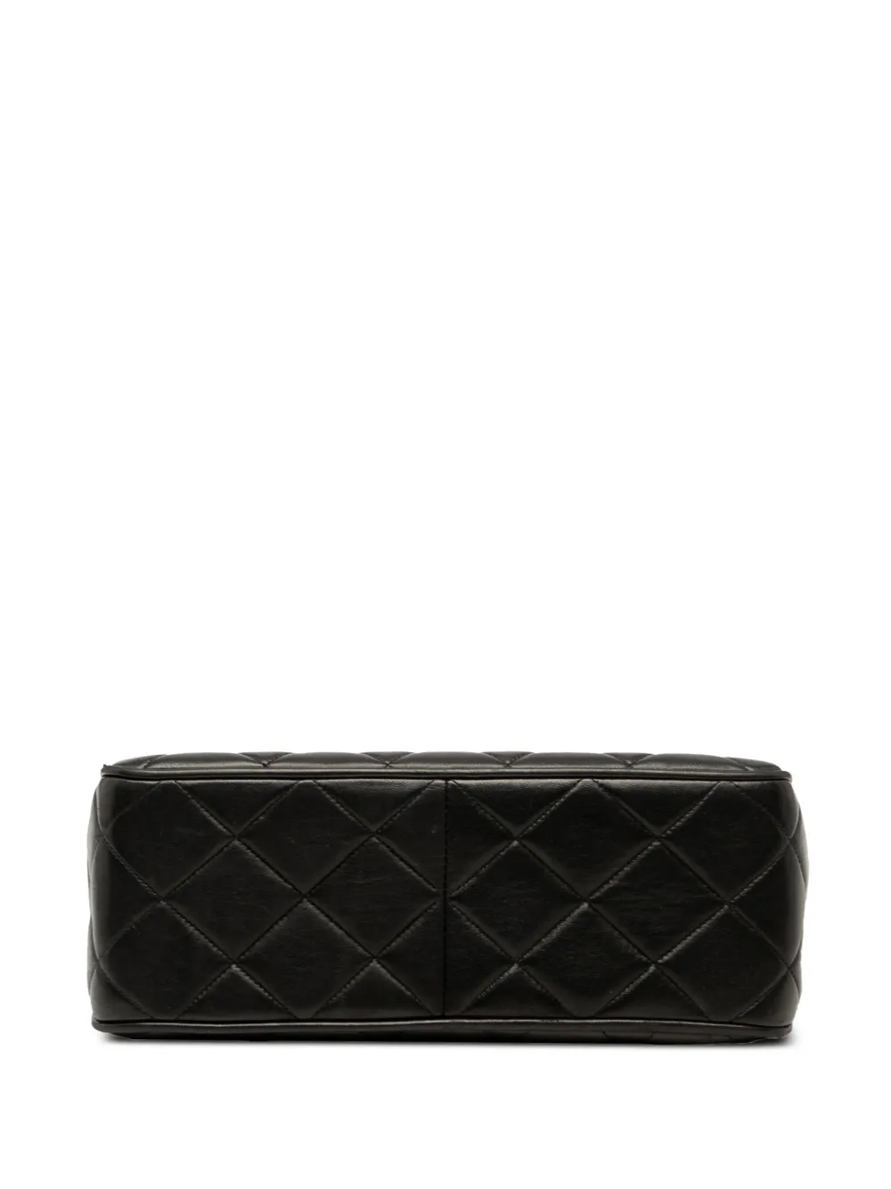 Pre-owned Chanel 1994-1996 Quilted Lambskin Xl Square Flap Crossbody Bag In Black