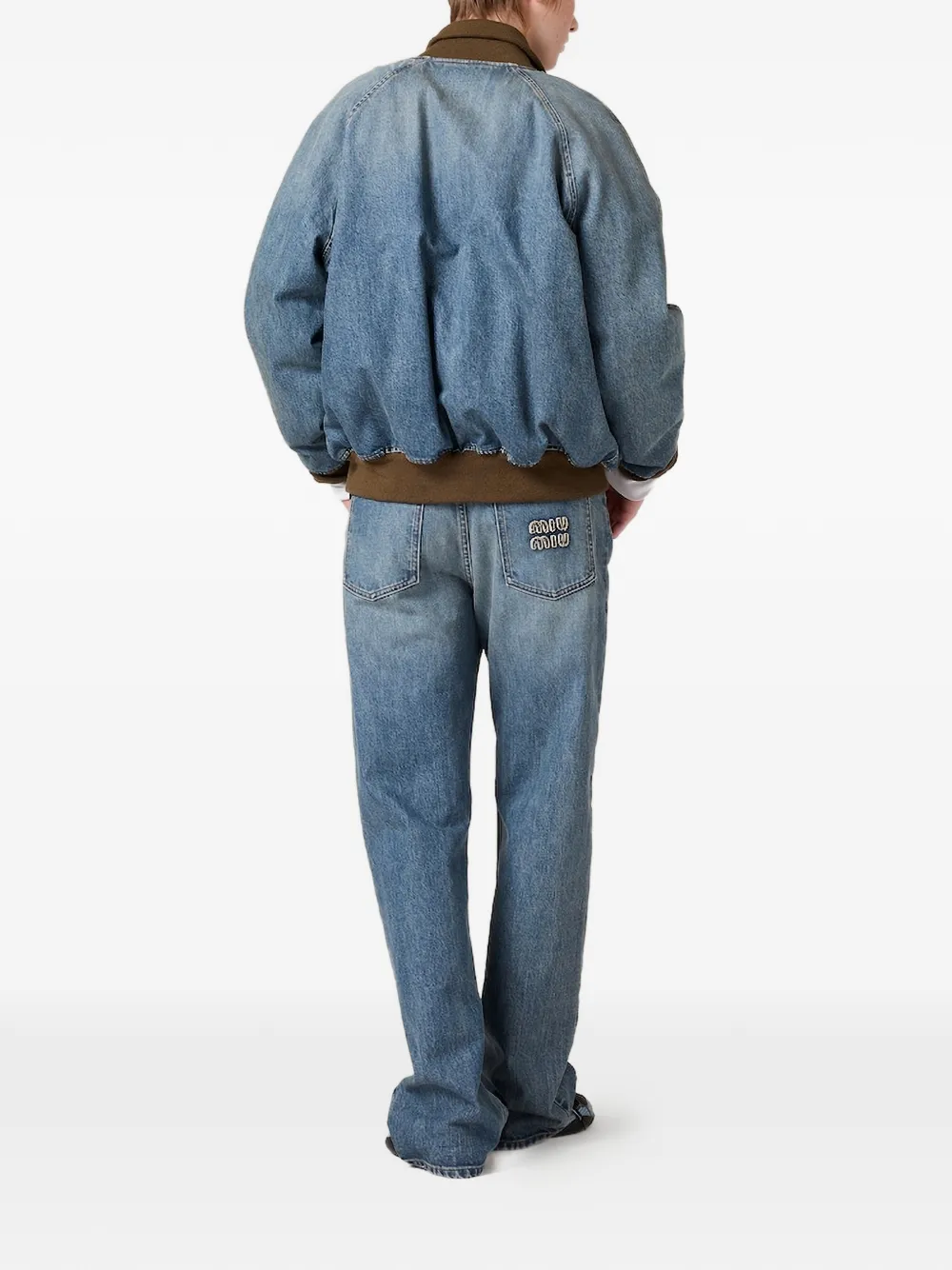 Miu Regular jeans met geborduurd logo Blauw