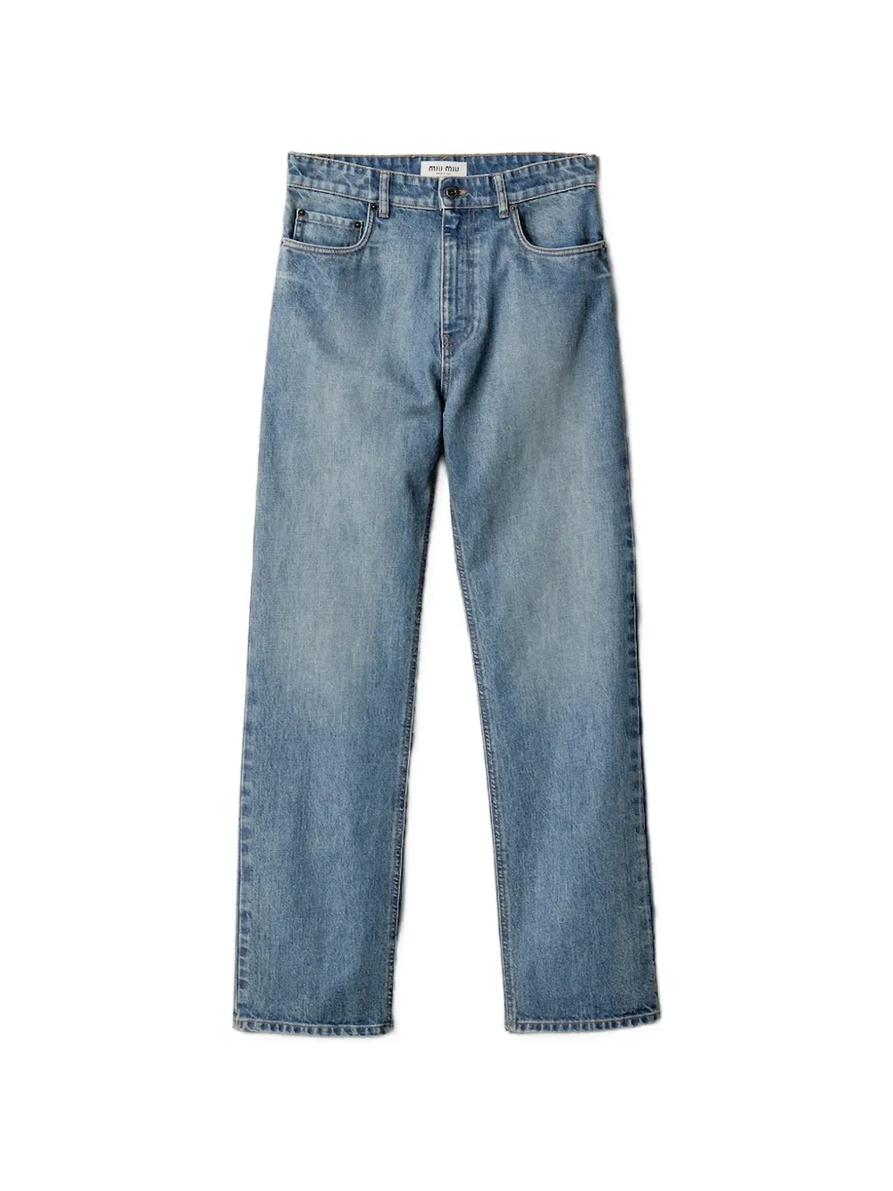  Miu Miu Vaqueros De Corte Regular Con Logo Bordado - Azul 