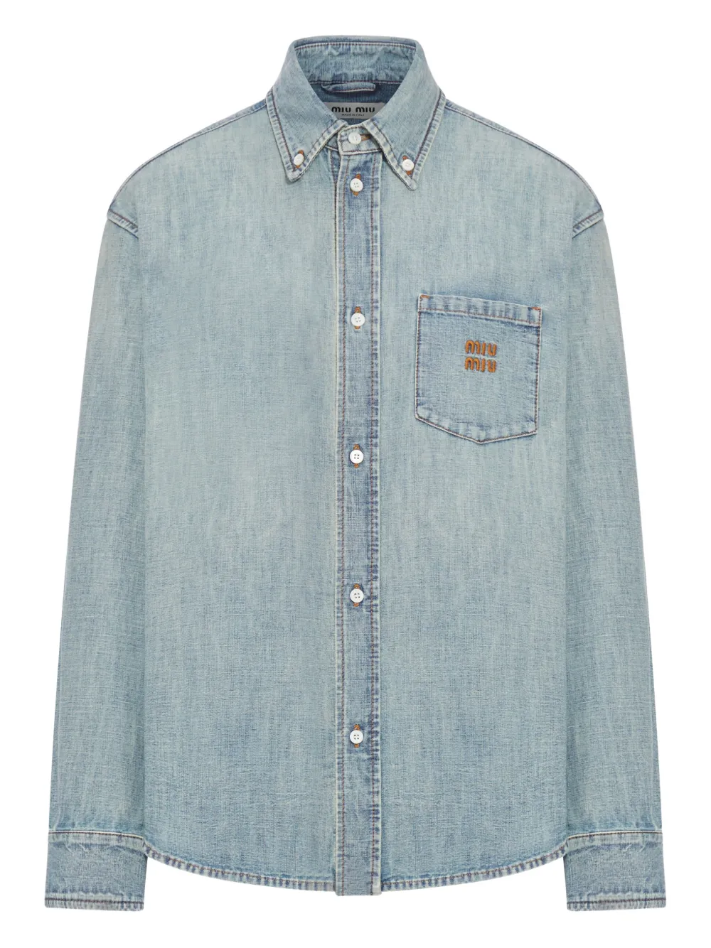 Miu Miu Buttoned Chambray Shirt | Blue | Image 1