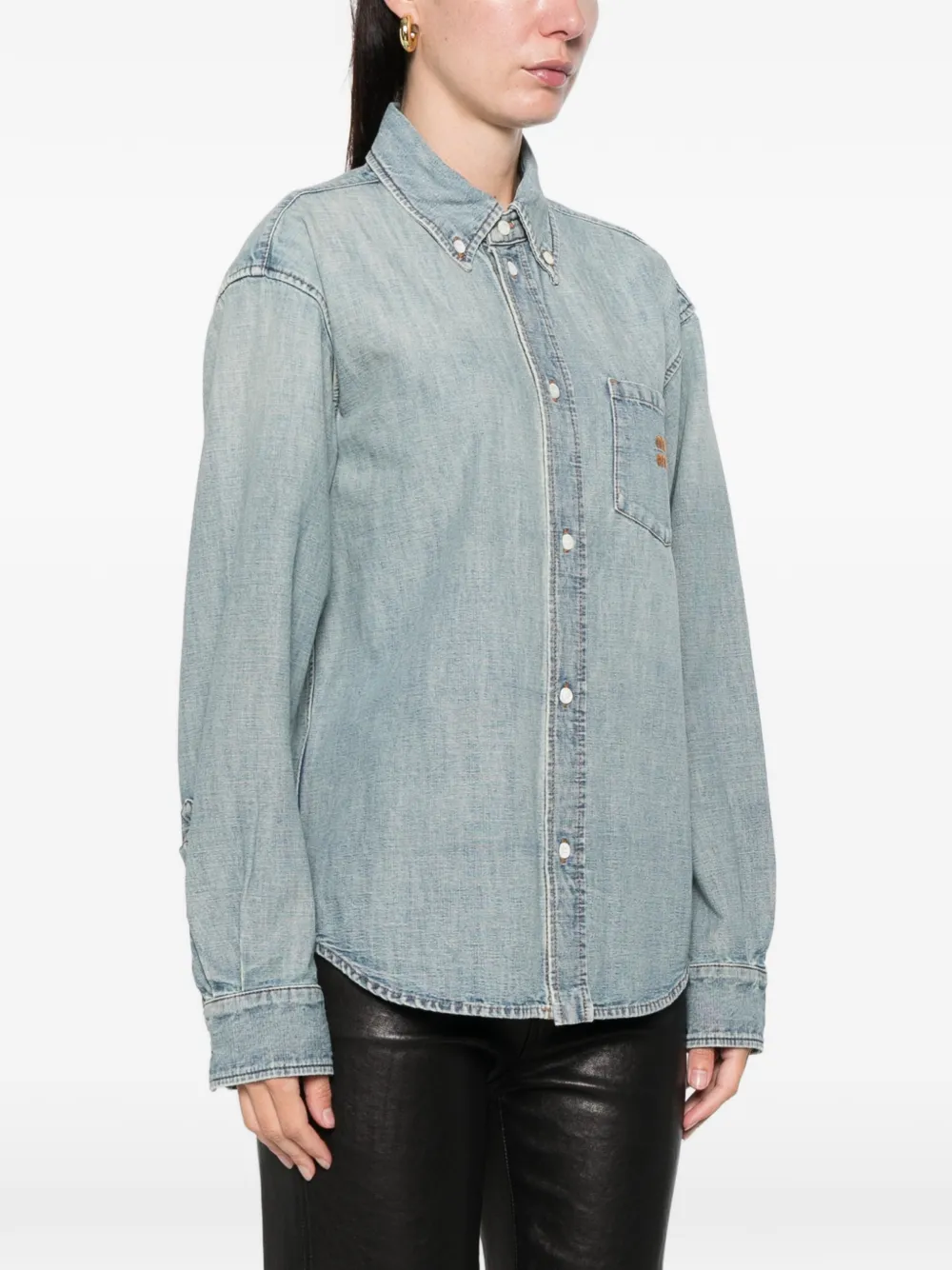 Miu Chambray blouse met knopen Blauw