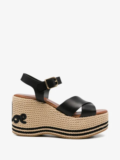 Chloé logo-embroidered platform wedge sandals