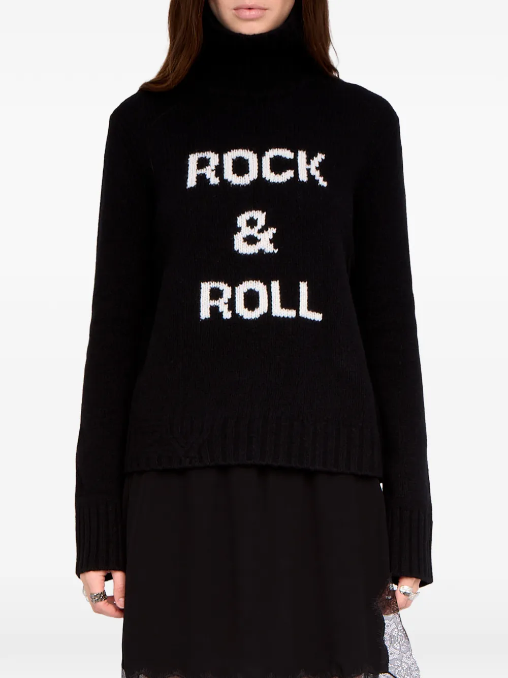 Zadig&Voltaire Rock & Roll trui met hoge hals Zwart